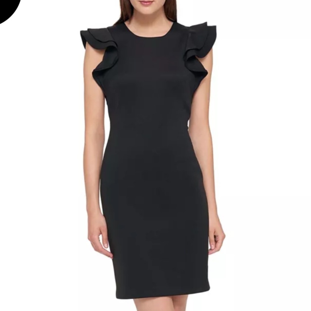 Tommy Hilfiger Women's Scuba Sheath Dress with Flutter Sleeves
